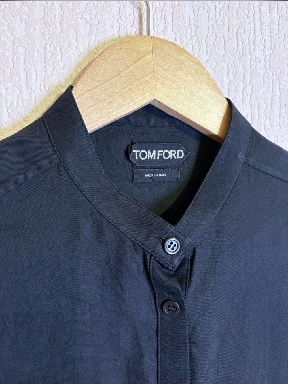 Tom Ford Men's Black silk Band Collar Shirt